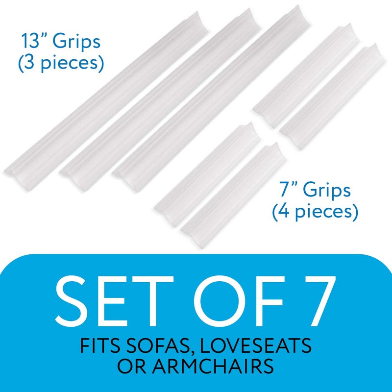 Impresa Sofa Slipcover Tucks - Pack of 7 Clear V-Shaped Anti-Slip & Tuck Grips - Secure Fit & Sofa Cover Inserts - Quick Install & Couch Cover Insert Grips - Image 3